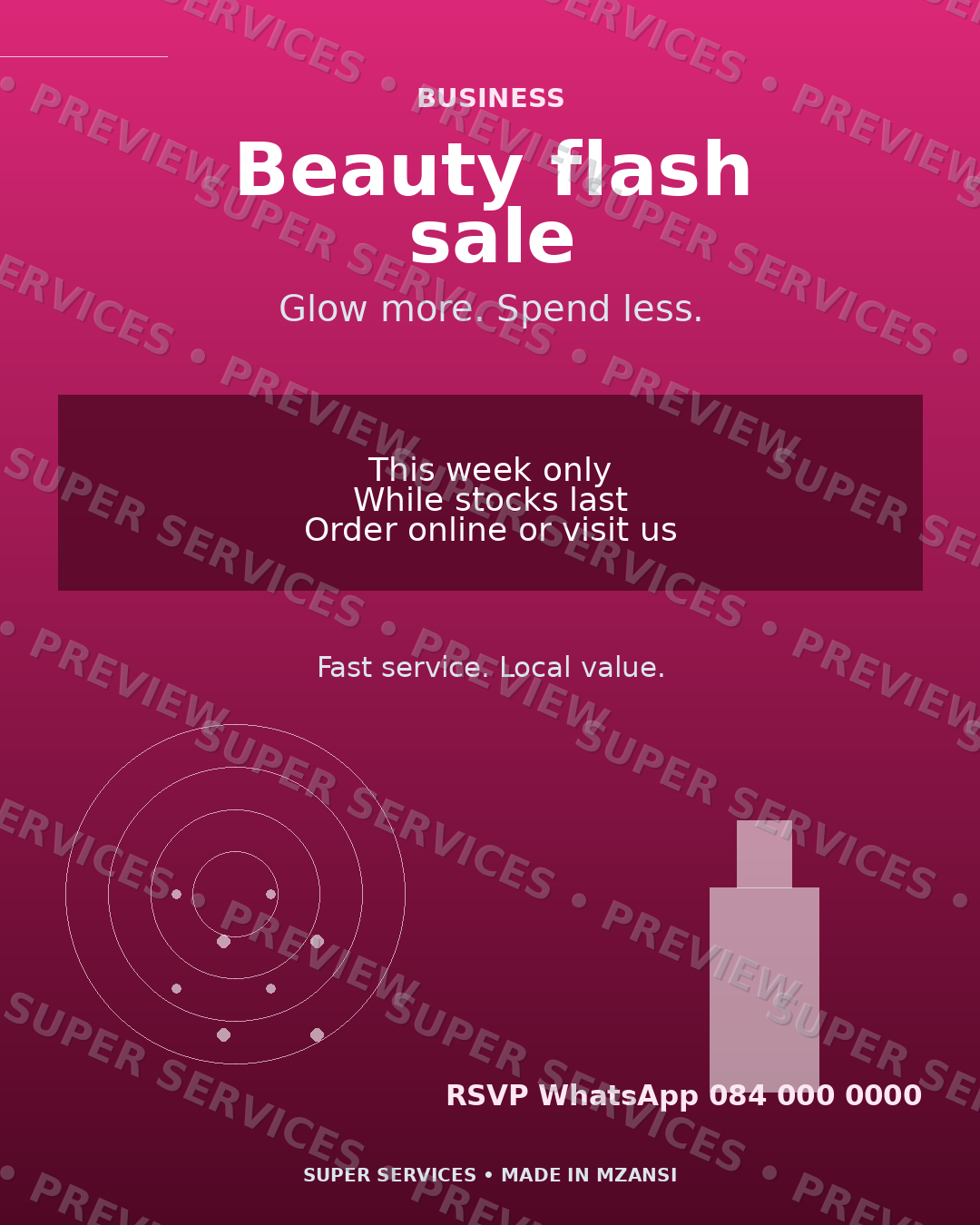 Beauty Flash Sale watermarked sample design preview