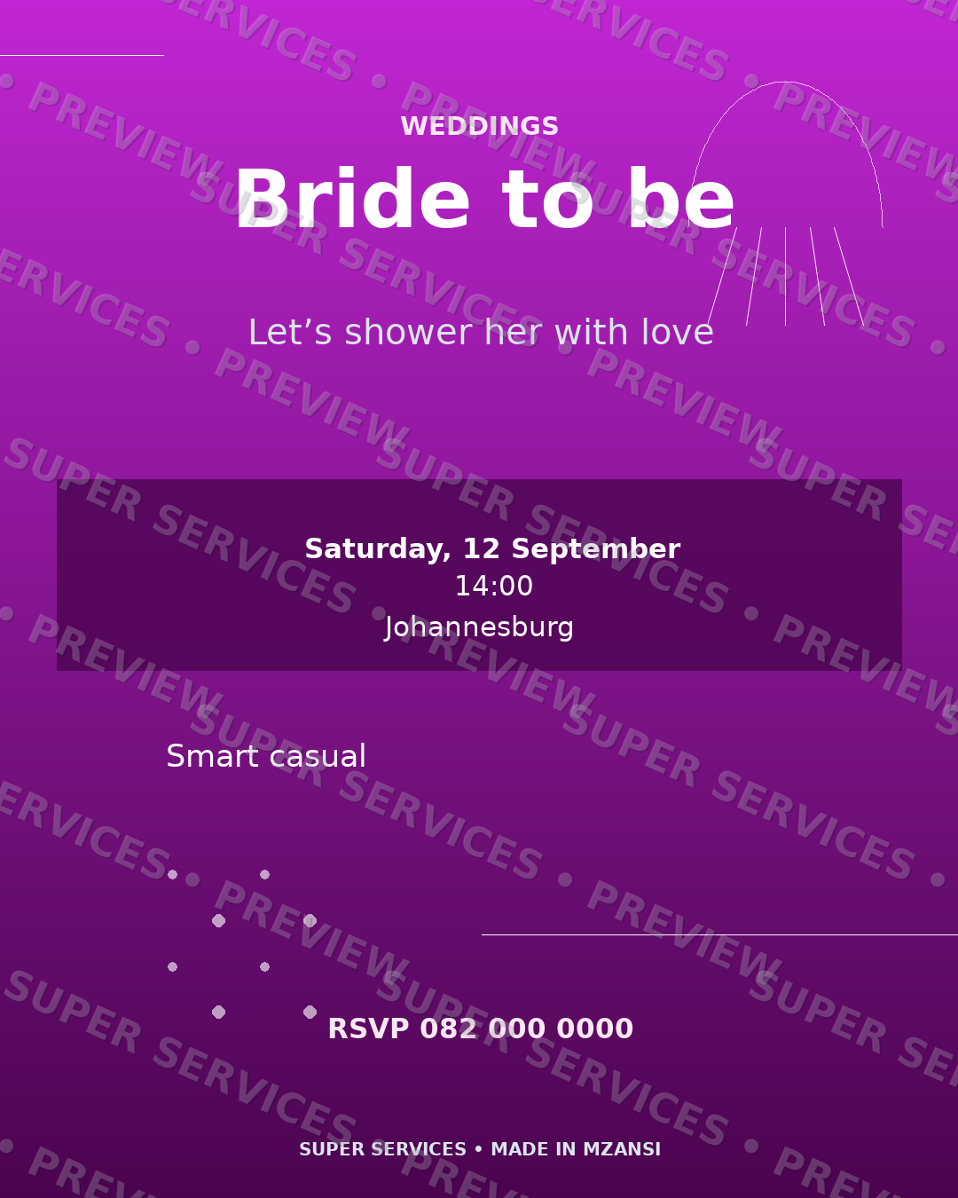 Bridal Shower watermarked sample design preview