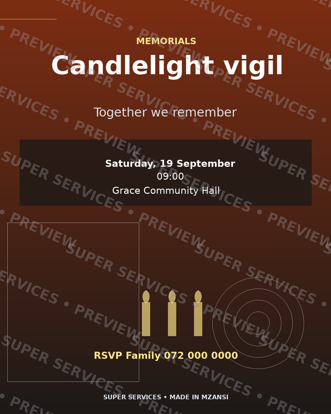Candlelight Vigil watermarked sample design preview