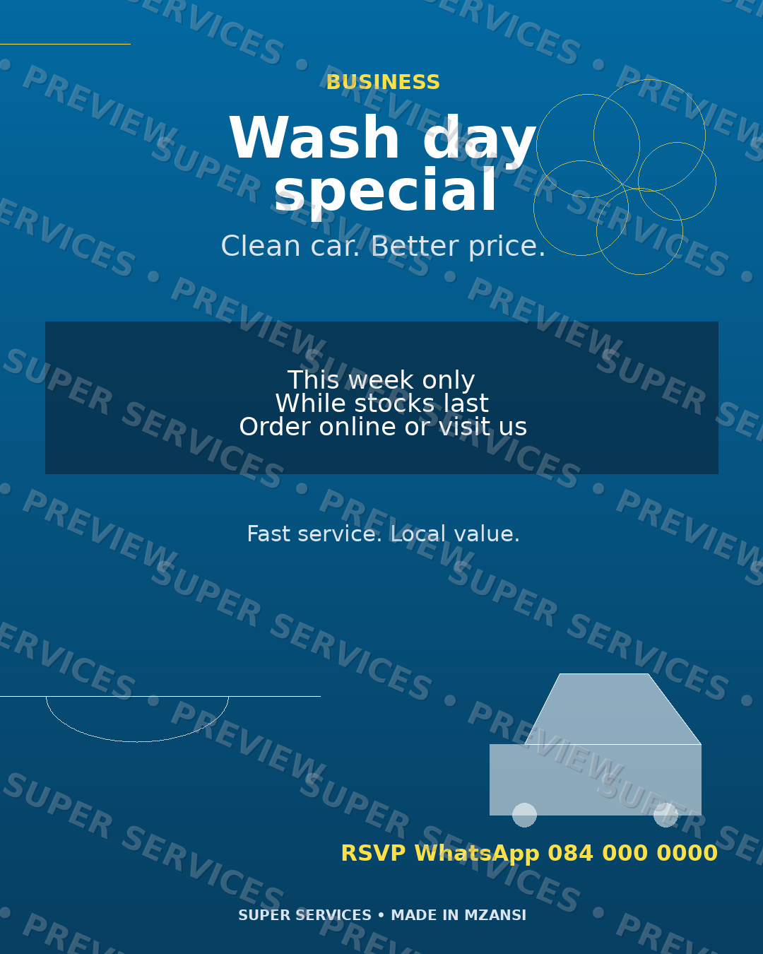 Car Wash Special watermarked sample design preview