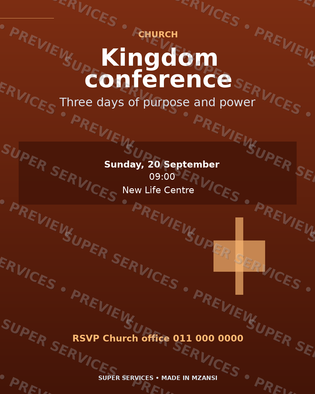 Kingdom Conference watermarked sample design preview