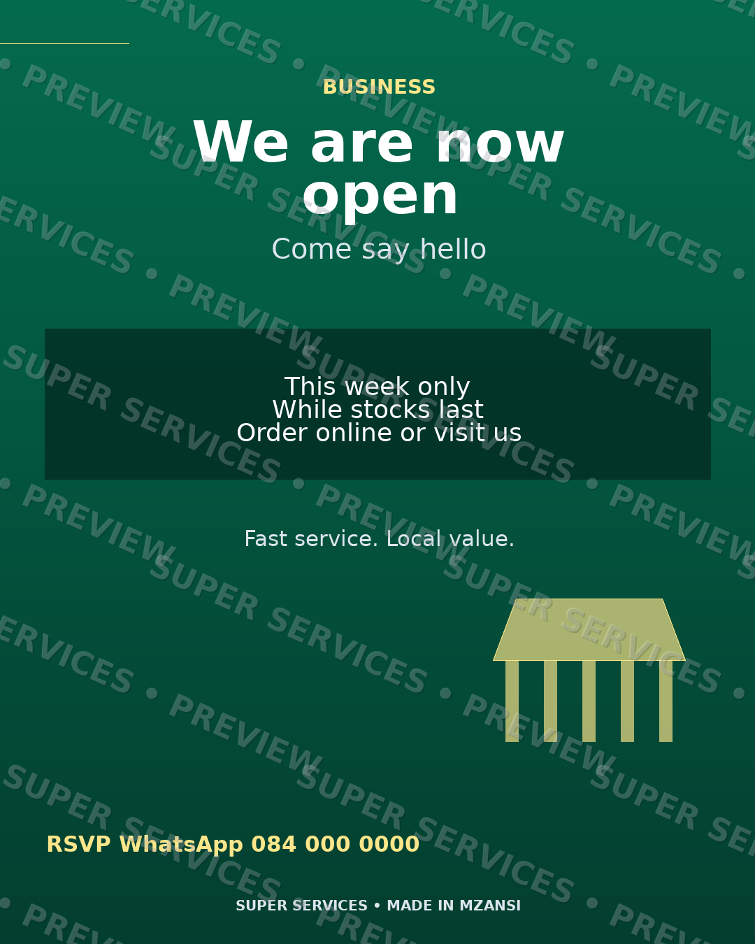 Now Open watermarked sample design preview
