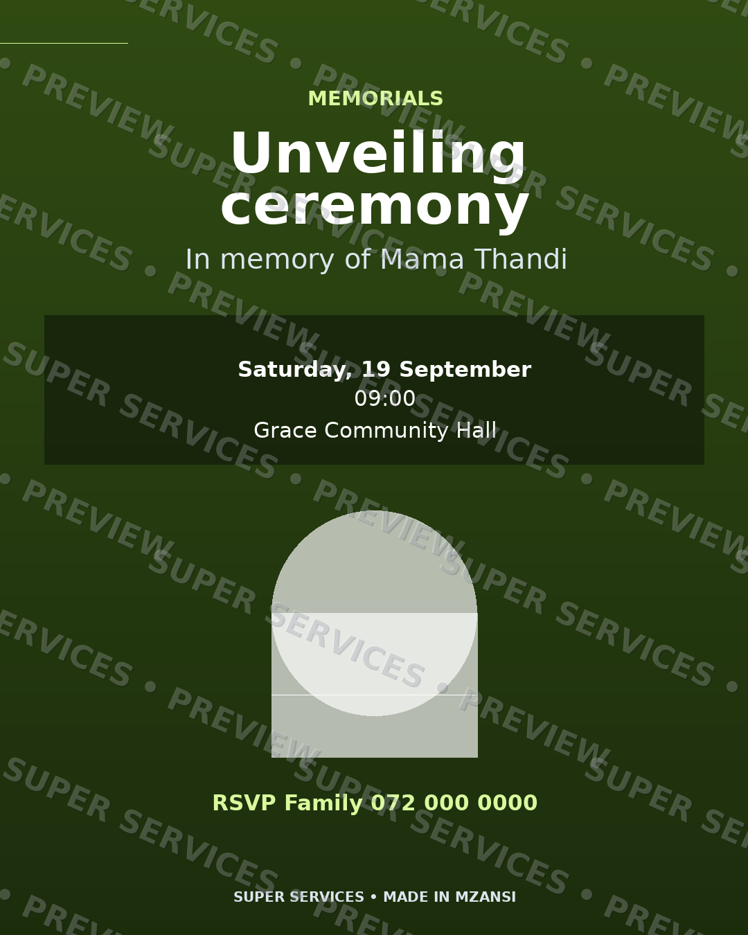 Peaceful Unveiling watermarked sample design preview