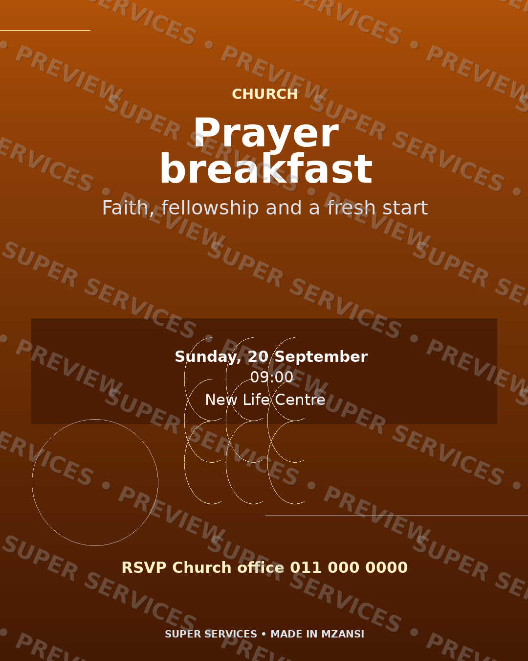 Prayer Breakfast watermarked sample design preview