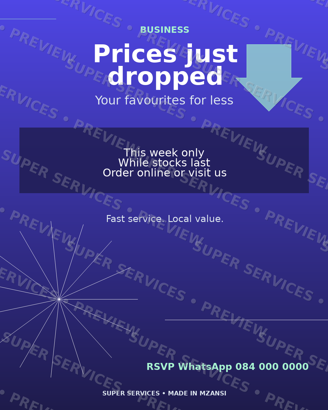 Price Drop watermarked sample design preview