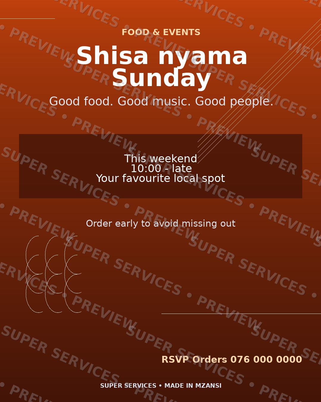 Shisa Nyama Sunday watermarked sample design preview