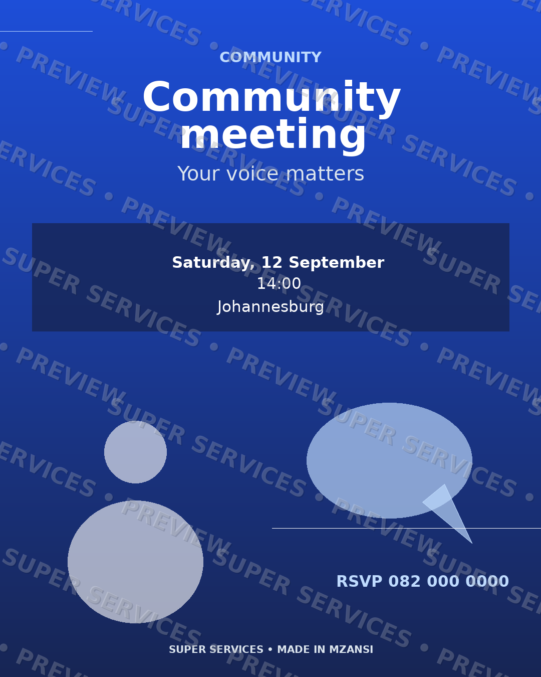 Community Meeting watermarked sample design preview