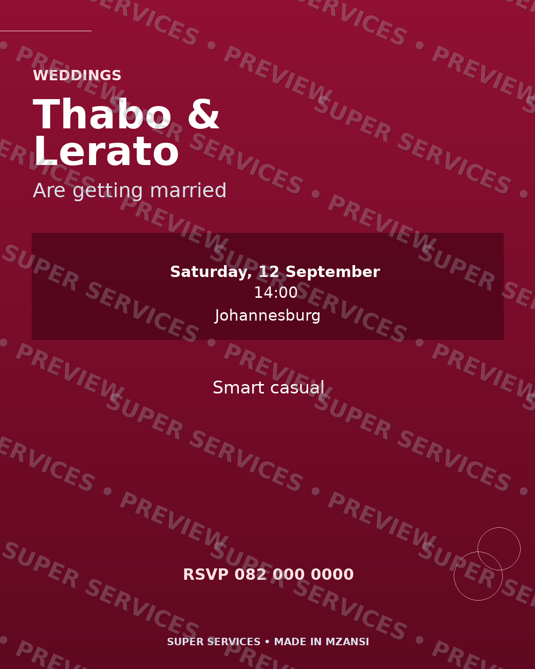 Save the Date watermarked sample design preview