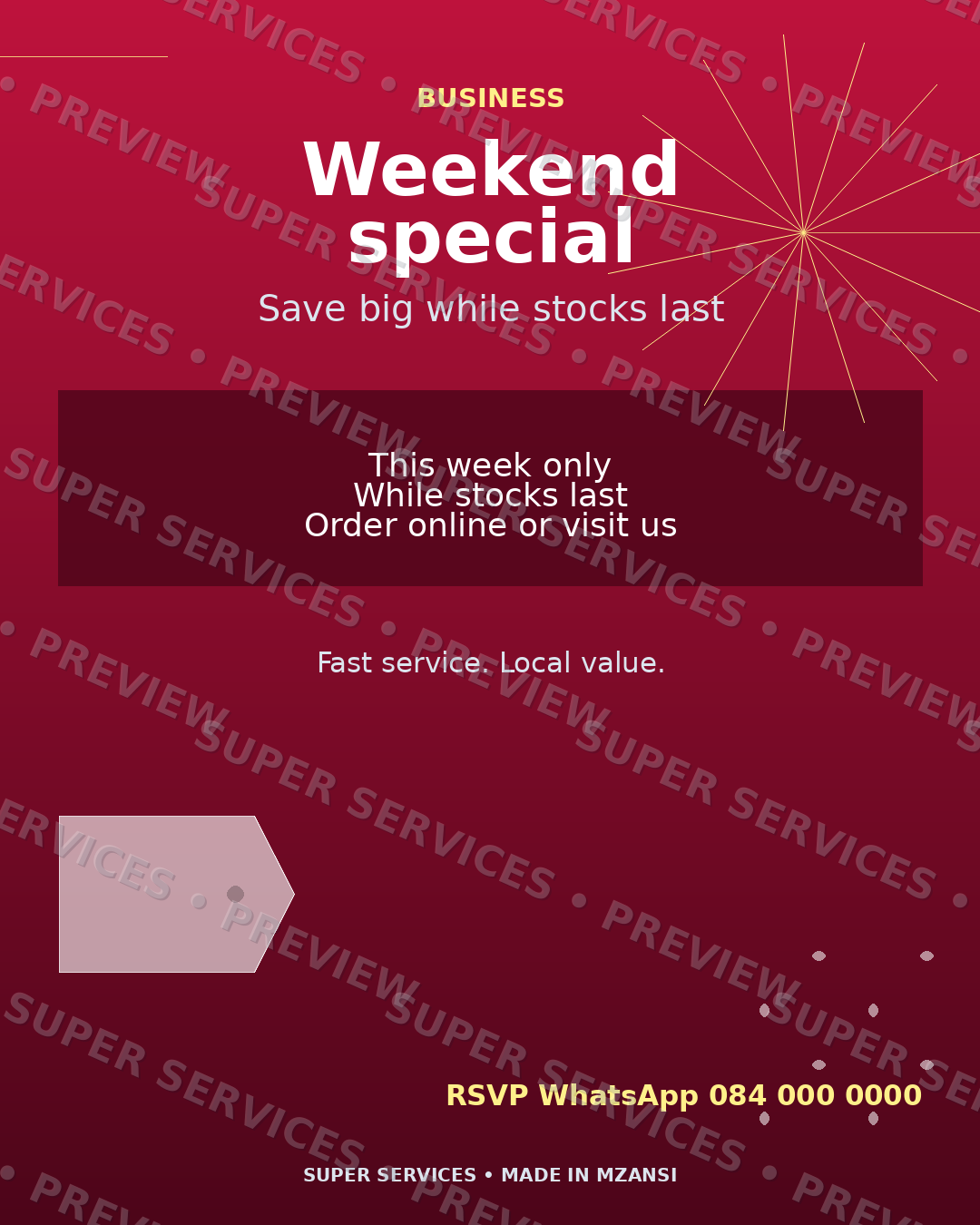 Weekend Special watermarked sample design preview