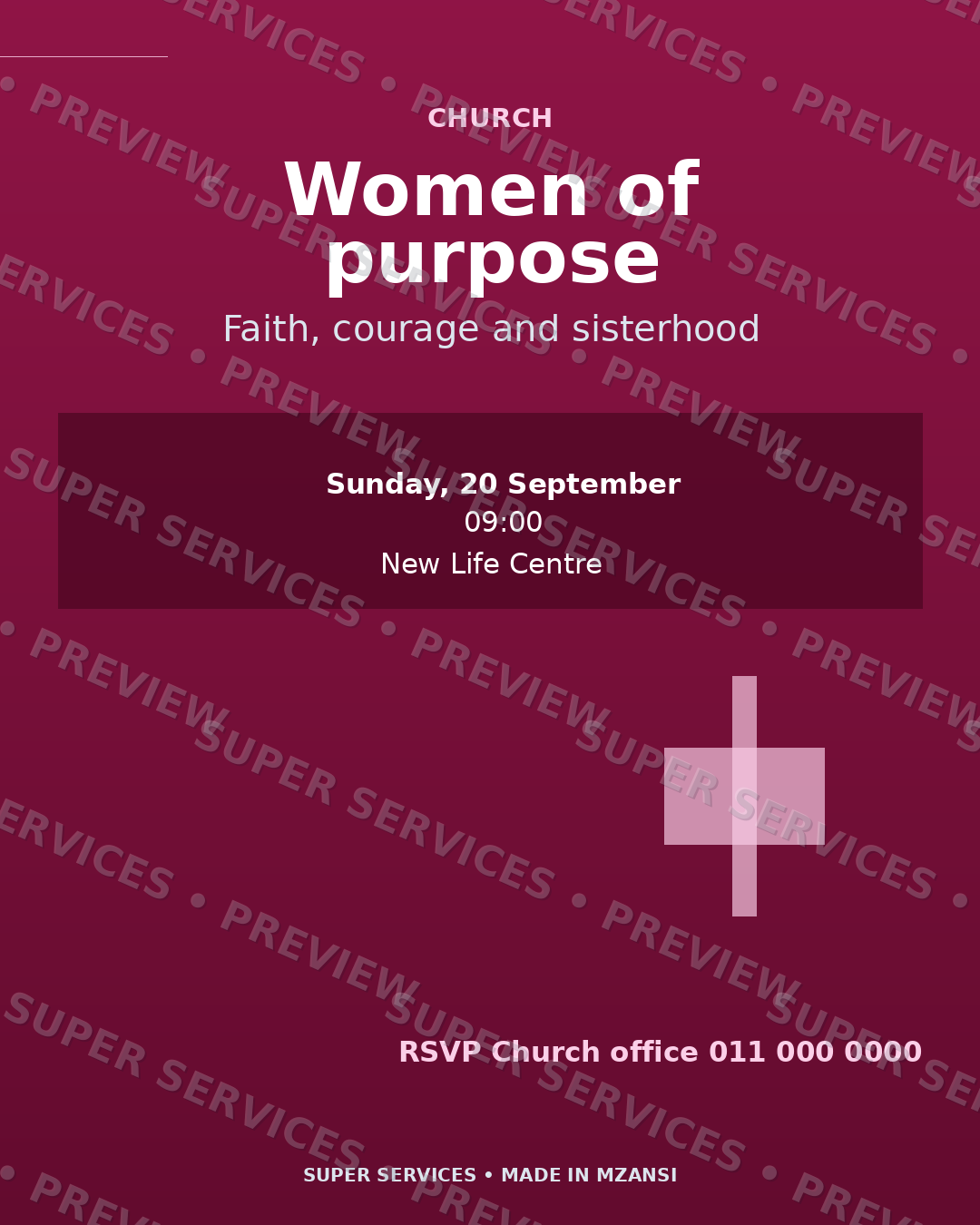 Women of Purpose watermarked sample design preview