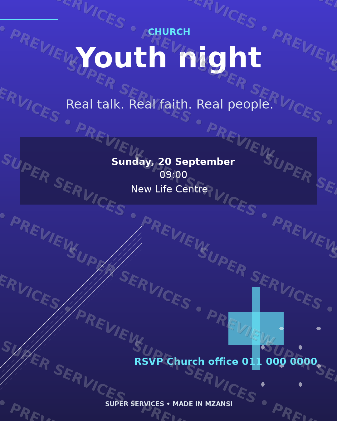 Youth Night watermarked sample design preview